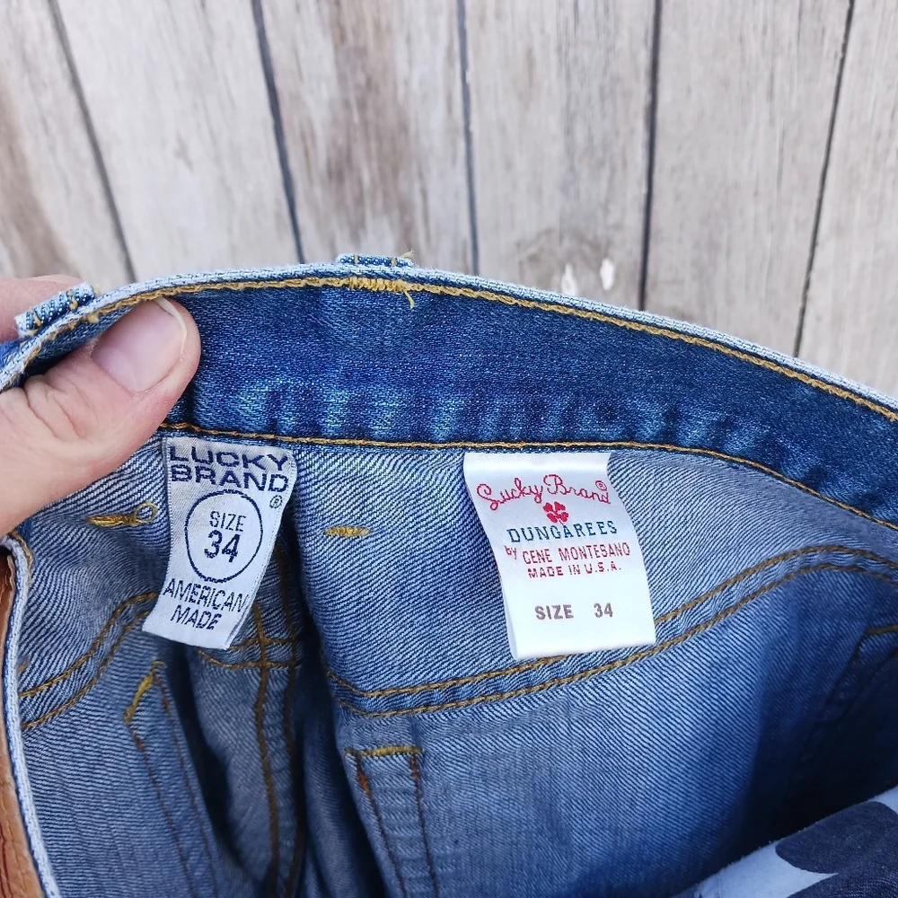 Vintage Lucky Brand Dungarees American Classic Mens Size 34x32 Blue Denim Cotton